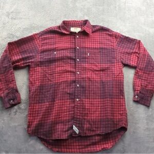 Vintage 90s Levis Shirt Mens Flannel Red Plaid Button Front Sz XL